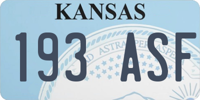 KS license plate 193ASF