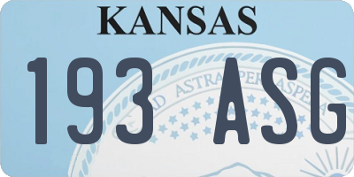 KS license plate 193ASG