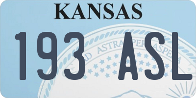 KS license plate 193ASL