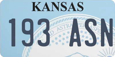 KS license plate 193ASN