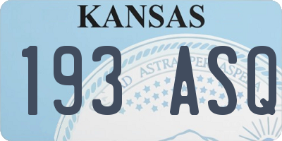 KS license plate 193ASQ