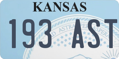 KS license plate 193AST
