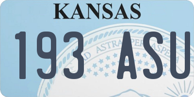 KS license plate 193ASU
