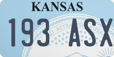 KS license plate 193ASX