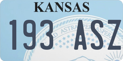 KS license plate 193ASZ