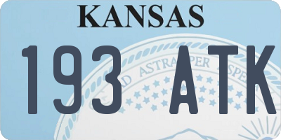 KS license plate 193ATK