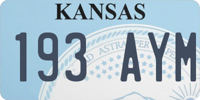 KS license plate 193AYM