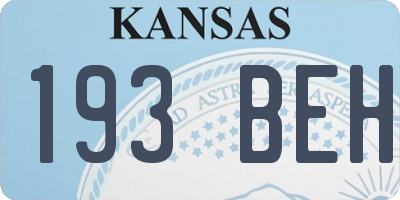KS license plate 193BEH