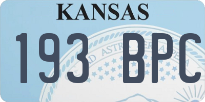 KS license plate 193BPC