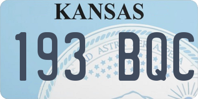 KS license plate 193BQC