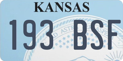 KS license plate 193BSF