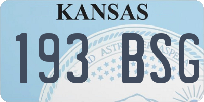 KS license plate 193BSG