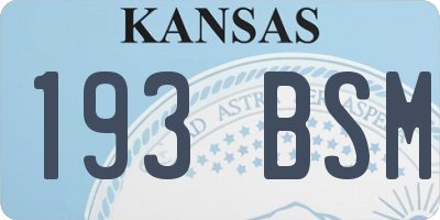 KS license plate 193BSM