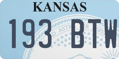 KS license plate 193BTW