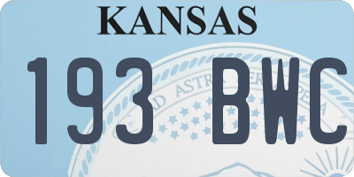 KS license plate 193BWC