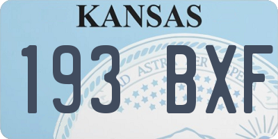KS license plate 193BXF