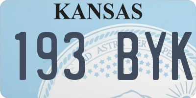 KS license plate 193BYK
