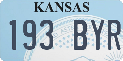 KS license plate 193BYR