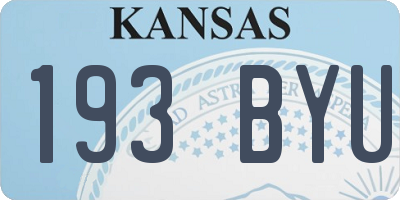 KS license plate 193BYU