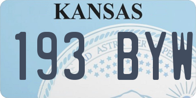 KS license plate 193BYW