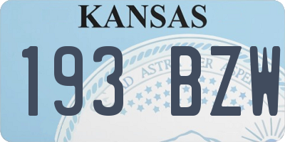 KS license plate 193BZW