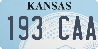 KS license plate 193CAA