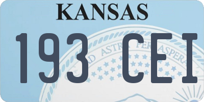 KS license plate 193CEI
