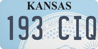 KS license plate 193CIQ