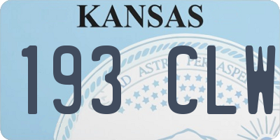 KS license plate 193CLW