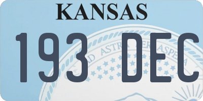 KS license plate 193DEC