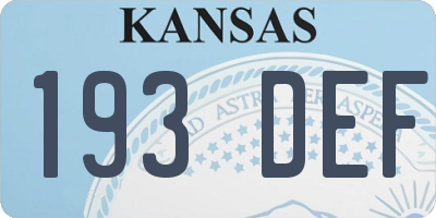 KS license plate 193DEF