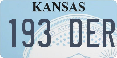 KS license plate 193DER