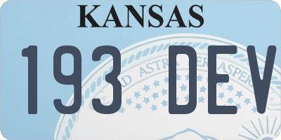 KS license plate 193DEV