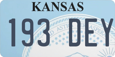 KS license plate 193DEY