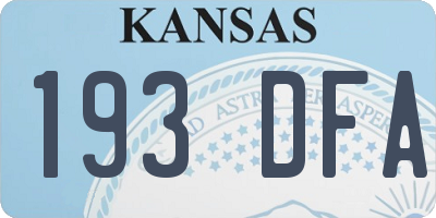KS license plate 193DFA