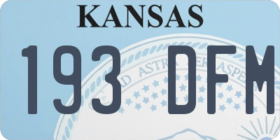 KS license plate 193DFM