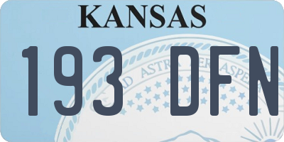 KS license plate 193DFN