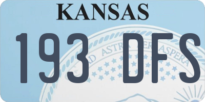 KS license plate 193DFS