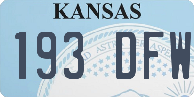 KS license plate 193DFW