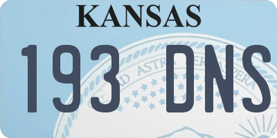 KS license plate 193DNS