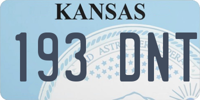 KS license plate 193DNT