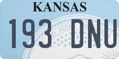 KS license plate 193DNU