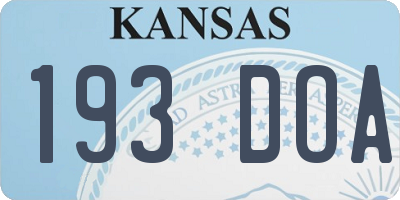 KS license plate 193DOA