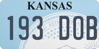 KS license plate 193DOB