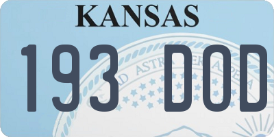 KS license plate 193DOD