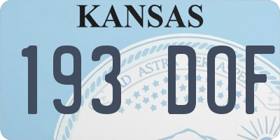 KS license plate 193DOF