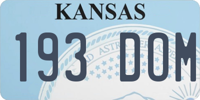 KS license plate 193DOM