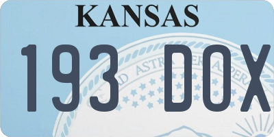 KS license plate 193DOX