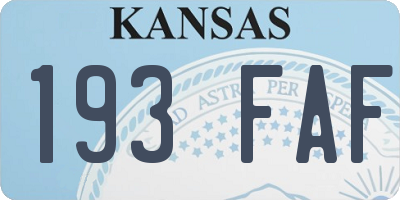 KS license plate 193FAF