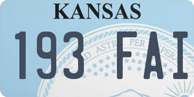 KS license plate 193FAI